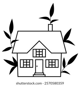 Tini house. Sign, symbol realtors, homes for Sale, Apartments, Houses for Rent. Scandinavian house. Hostel icon sign logo design. Flat vector illustration. House concept for your business