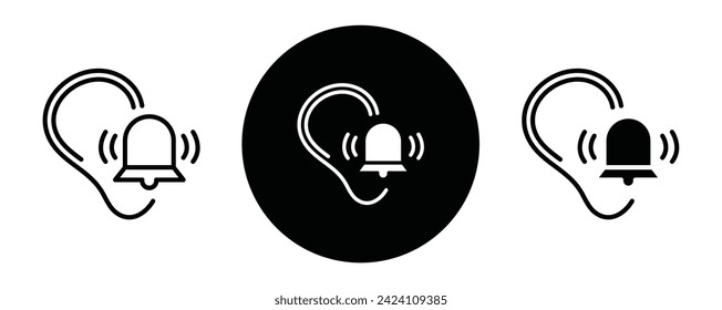 Tinnitus awareness outline icon collection or set. Tinnitus awareness Thin vector line art