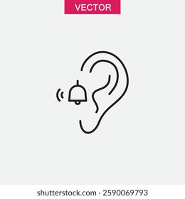 Tinnitus awareness outline icon, vector simple illustration for web and app..eps