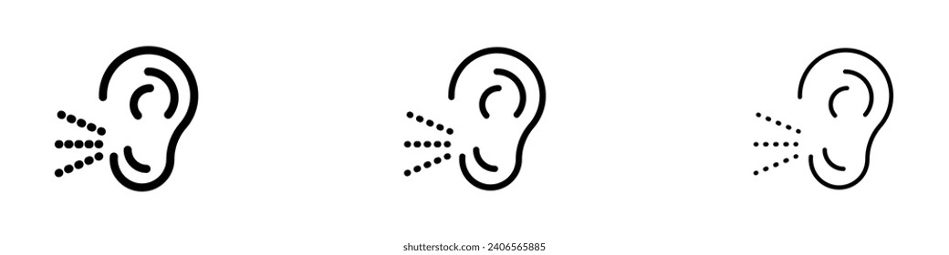 Tinnitus awareness vector icon set. Human ear unclear sound vector icon for Ui designs