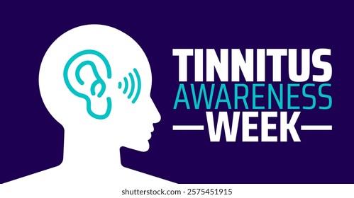 Tinnitus Awareness Week background banner or poster design template. observed every year in February. Holiday concept. Use to any Template, card, poster, placard, template.