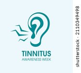 Tinnitus Awareness Week vector. Human ear with tinnitus icon vector. Ringing in the ears vector