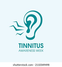 Tinnitus Awareness Week vector. Human ear with tinnitus icon vector. Ringing in the ears vector