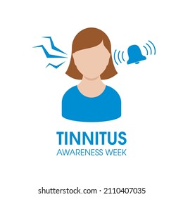 Tinnitus Awareness Week vector. Woman suffering from tinnitus icon vector. Ringing in the ears vector. Important day