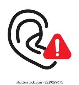 Tinnitus disease line icon. Caution Ear Protection vector illustration