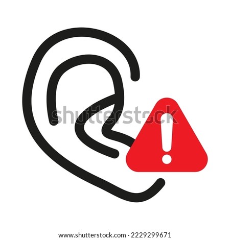 Tinnitus disease line icon. Caution Ear Protection vector illustration