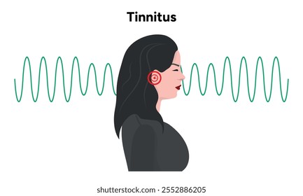 Ruido de tinnitus en el oído humano zumbido y mareos enfermedad