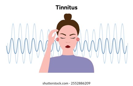 Ruido de tinnitus en el oído humano zumbido y mareos enfermedad