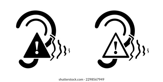 Tinnitus. Ohrenklingeln. Vektorlinienmuster. Unerträglich klingeln in den Ohren. Konzept von Erkrankungen des Hörsystems oder Neurologie-Problemen. Gehörlosigkeit, eingeschränktes Gehör. Hörverlust. Taube Ikone.