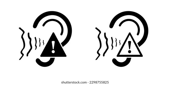 Tinnitus. Ringing in the ears. Vector line pattern. Unbearable ringing in ears. Concept of diseases of hearing organs or neurology problems. Deafness, limited hearing. Ear hearing loss. Deaf icon.