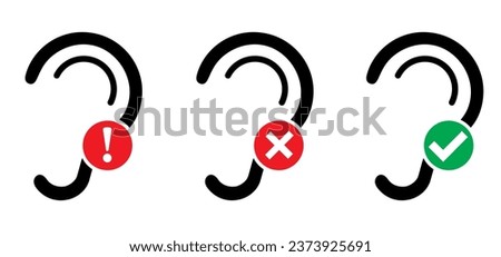 Tinnitus. Ringing in the ears. Vector line pattern. Unbearable ringing in ears. Concept of diseases of hearing organs or neurology problems. Deafness, limited hearing. Ear hearing loss deaf icon.