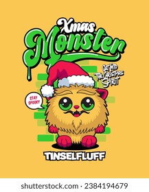 Tinselfluff Funny Xmas Cartoon Illustration.