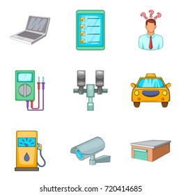 Tinsmith icons set. Cartoon set of 9 tinsmith vector icons for web isolated on white background