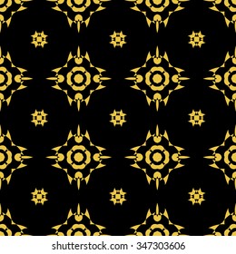 Tints of Black and Gold Seamless pattern, Abstract Seamless pattern, Vector Seamless pattern. Repeating geometric, Seamless floral pattern