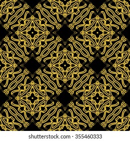 Tints of Black and Gold Seamless pattern, Abstract Seamless pattern, Vector Seamless pattern. Repeating geometric, Seamless floral pattern.