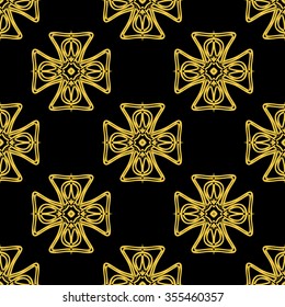 Tints of Black and Gold Seamless pattern, Abstract Seamless pattern, Vector Seamless pattern. Repeating geometric, Seamless floral pattern.