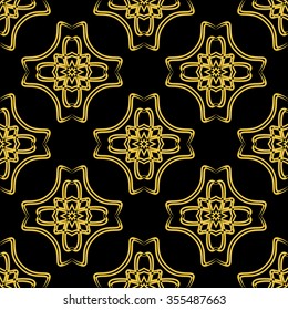 Tints of Black and Gold Seamless pattern, Abstract Seamless pattern, Vector Seamless pattern. Repeating geometric, Seamless floral pattern.