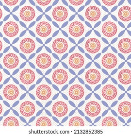 Tints of Festival Seamless pattern, Abstract Seamless pattern, Vector Seamless pattern. Repeating geometric, Seamless floral pattern on red blue background.