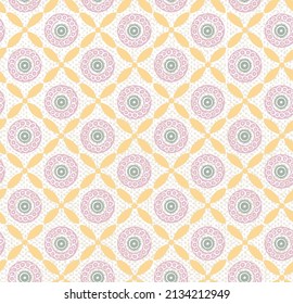 Tints of Festival Seamless pattern, Abstract Seamless pattern, Vector Seamless pattern. Repeating geometric, Seamless floral pattern on yellow pink background.