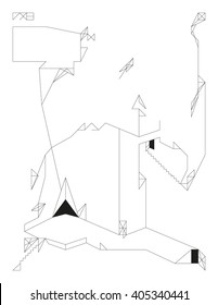 Tiny abstract geometric toys. Outline template for poster, cover, or coloring book. Creative print for t-shirt.