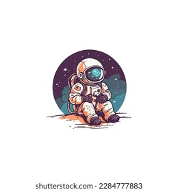 tiny astronaut logo vector, modern minimalist logo