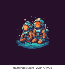 tiny astronaut logo vector, modern minimalist logo