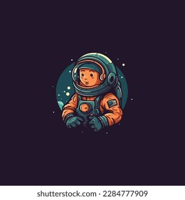 tiny astronaut logo vector, modern minimalist logo