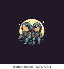 tiny astronaut logo vector, modern minimalist logo