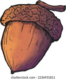 pequeño dibujo digital de otoño de bellota