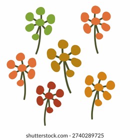Tiny autumn flower in flat style for fall theme. Great for seasonal decoration.