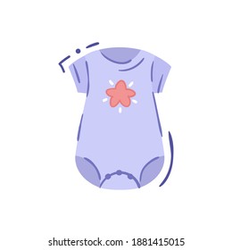 Tiny baby bodysuit or infant onesie with short sleeves and star print- isolated vector illustration. Casual baby clothing or sleep cloth, single clipart. Infant fashion - object of kid wardrobe