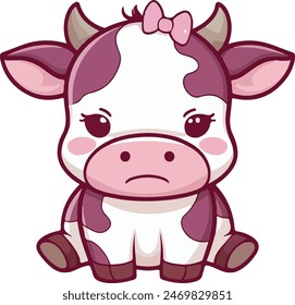 Tiny Baby Cow Vector Art illustration 