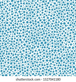 Tiny blue flowers and leaves, adorable floral print, vector seamless pattern