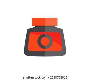 Tiny bottle filled with black ink logo design. Isolated Ink Bottle Cartoon vector design and illustration.
