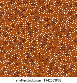 Tiny bud flowers in a branch of sakura tree seamless pattern design