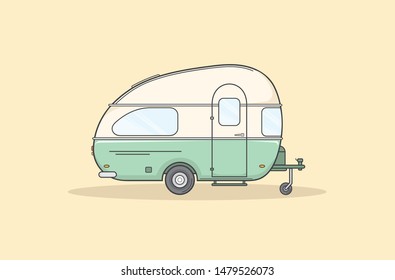 Tiny caravan for traveling beige/green