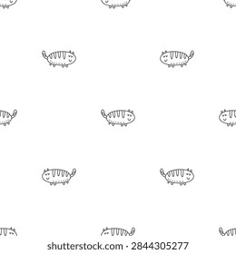 tiny caterpillar bug walking seamless pattern funny doodle style