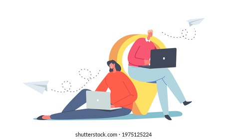 Tiny Characters Work at Huge Navigation Pin. Outsourcing Business Process Concept, Outplacement, Offshore Software Development, Freelance Job, Recruitment Company. Cartoon People Vector Illustration