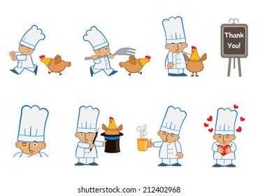 Tiny Chef Fun - Fun set of eight chef emoticons doing different things. Eps10