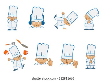 Tiny Chef Juggle - Fun set of eight chef emoticons doing different things. Eps10