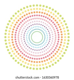 tiny circle arranging in circle shape. rainbow and pastel color concept. vector illustration.