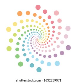 tiny circle arranging in spiral shape. rainbow and pastel color concept. vector illustration.