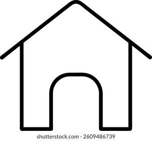 Tiny Cottage Outline with Curved Roof and Front Door Vector Silhouette Design