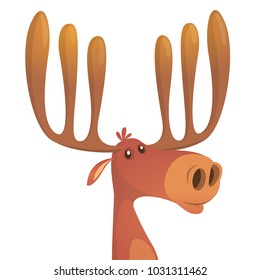 Tiny cute cartoon moose. Vector moose character illustration 