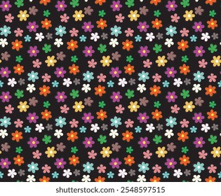 Tiny cute daisies seamless pattern design. Vector illustration pattern