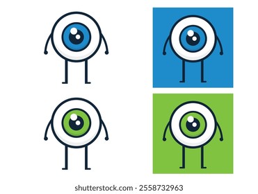  Tiny Eye with Legs and arms , Minimalist Walking Eye 