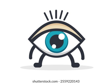 Tiny Eye with Legs and arms , Minimalist Walking Eye 