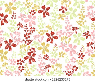 Tiny field buttercup flowers endless ornament vector design. Ditsy traditional motif. Shabby chic gift wrap print with flower truss elements. Buttercups bloom spring print.