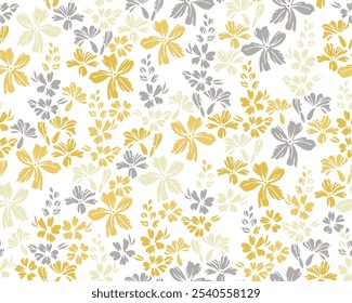 Diseño de Vector de adorno sin fin de flores de mariposa de campo minúsculo. Motivo tradicional de Millefleurs. Estampado de Fondo de pantalla estilo Country con racimos de flores. Impresión de primavera de flor de Olvídate de mí.