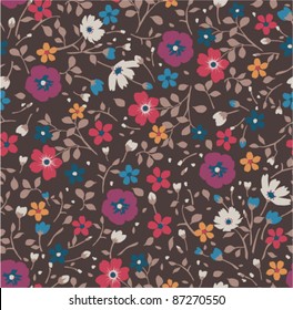tiny floral on brown background